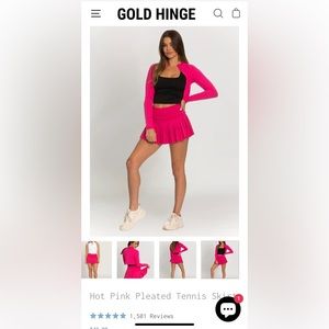 Gold Hinge pleated tennis skirt- hot pink size S NWT